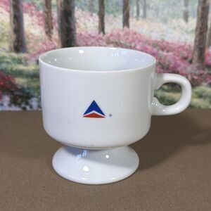 Delta Airlines First Class Footed COFFEE CUP White Ceramic Vintage